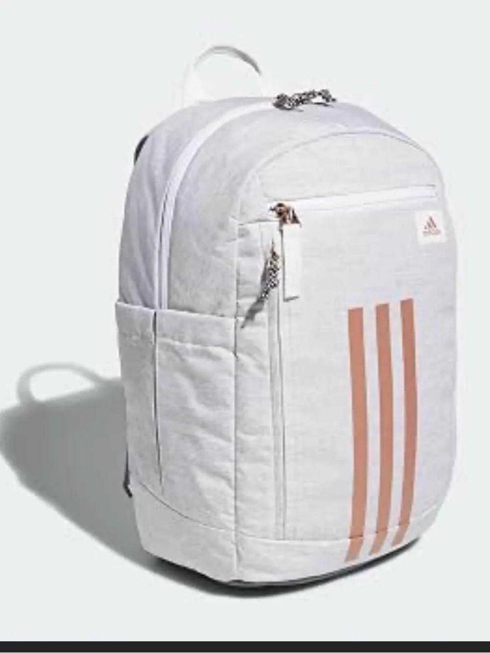 adidas White Backpack with Blush Stripe Accents